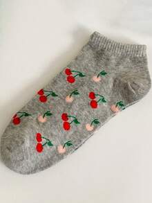 3/5包 新款春夏薄款透气水果图案船袜，学院风，清新休闲，百搭女士短款低帮袜