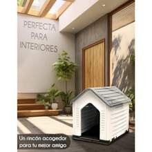 RED VELVET Casa Perro Casetas de Plástico Exteriores Resistente al Agua y Clima Fácil de Montar Jardín Patio y Exterior Gris Chica - Gris - Ver 4