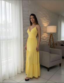 Women's Duna Ruffled Maxi Dress With Built-In Bra - Elegance, Lightness And Perfect Drape. - 查看 2