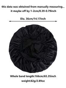 2-In-1 Mesh Hair Cap & Eye Mask, Satin Hair Bonnet, Multi-Layer Silk Sleep Cap With Elastic Drawstring, Suitable For Curly Natural Hair Hair Sleep Cap - Black - View 5