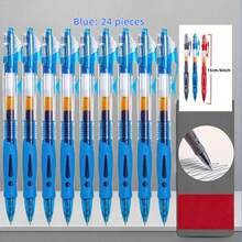 12/24pcs 0.5mm Retractable Ballpoint Pen Set, Black/Blue Ink Rollerball Pens, Simple Push-Button Ballpoint Pens For Students, Exams, Office, Gifts - High-Quality Round Tip Pens - Multicolor - View 12
