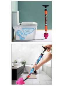 1个马桶搋子，压力吹气式管道疏通工具，高压气泵，适用于疏通堵塞的马桶、浴室水槽，多功能管道疏通工具 - 彩色 - 查看 9