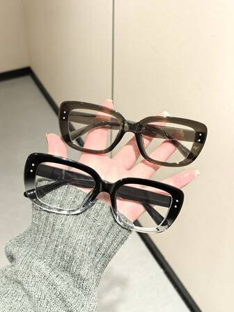 2 יחידות מסגרת משקפיים מרובעת לנשים, פוליקרבונט, צבעים קלאסיים, קל משקל, למשרד ביתי, עם קופסת משקפיים