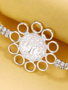 1pc Vintage Silver Coin Badge Waist Chain, Fashionable Body Chain Decoration For Party, Elegant Accessory For Women - Silver - View 4