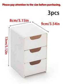 1pc Mini 3-Tier ABS Plastic Desktop Storage Box, Suitable For Storing Jewelry, Hair Accessories, Earrings And Other Small Items, Furniture Supplies, Applicable To Office, Study, Bedroom, Bathroom, Can Be Used As Office Storage Box, Jewelry Storage Box, Drawer-Style Cosmetic Storage Box - Autumn Bedroom Decor - Grey - View 10