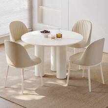 46.06" Cream White Dining Table Set With 2/4 Chairs, Modern Round Kitchen Table, Small Indoor End Table For Kitchen, Bar, Living Room, Small Space, Easy Assembly, Guyii - White - View 14