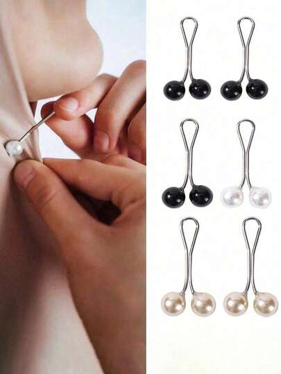 12/6/4/2/1pcs/Set Muslim Hijab Clips, Pearl Decor Hijab Pins, Non-Slip Brooch, Hijab, Shawl, Women Jewelry Scarf Clips, Hijab Clips, Pearl Fashion Brooch, Women Jewelry Accessories