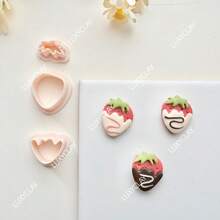 Strawberry Shaped Polymer Clay Earring Cutter, Hollow Strawberry Pattern Clay Cutter, Suitable For DIY Pendant Jewelry Making, Fruit Clay Cutter - Beige - View 5