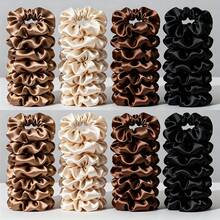 28pcs Satin Hair Scrunchies Set - Neutral Mocha Color Hair Ties | Black, Mocha Brown, Beige And Earth Tone Colors | Multipurpose Hair Accessories For Women ,Ponytail Holders ,Hair Elastics ,Hair Rope Elastic Band - Multicolor - View 8