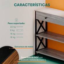 Credenza Recibidor para Sala o Recámara con Cajon y Doble Repisa. Estante Organizador Recibidor Moderno. Credenzas Modernas. Mesa Decorativa Kalo para Sala de Madera MDF 100x30x80 cm (Gris) & cocina | cocina accesorios | accesorios para cocina - Gris - Ver 5