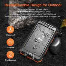 Fast Charging Portable Power Bank LOZE 10000mAh Solar Power Bank Dual USB & USB-C Output Built-In Flashlight And Compass Portable Charger For Outdoor Adventures Valentine's Day Gift - Black - View 8