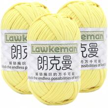 Lawkeman 3 peças/300g Fio de Camiseta de Poliéster de Alta Qualidade, Fio de Crochê e Tricô, Fio Grosso de Poliéster Macio e Elástico, 30m/100g por Rolo - Ideal para Projetos DIY, Chinelos, Cestas, Tiras de Tecido, Sacolas Artesanais Tecidas à Mão, Brinquedos, Sapatos, Tapetes, Cestas de Armazenamento - Multicolorido - Visão 22