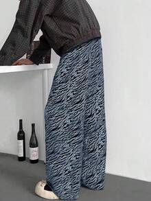 Quần jeans ống rộng họa tiết da báo đen trắng phong cách đường phố Mỹ ONE . DINY dành cho nam, kiểu dáng Y2K, thích hợp cho những dịp đặc biệt trong thời trang đường phố. - Màu xanh lam - Xem 5