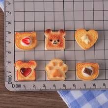 Realistic Mini Caramel Toast And Heart-Shaped Teddy Bear Resin Decor, Miniature Scene Ornaments, Suitable For Desk Display, Crafts Making And Home Decoration