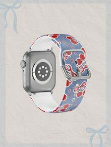 1条蓝色条纹红色星星樱桃图案柔软弹性透气舒适替换表带，兼容三星、荣耀智能手表，尺寸：38mm、40mm、41mm、42mm、46mm、45mm、44mm、49mm；时尚休闲硅胶表带，兼容苹果手表 Ultra SE/11/10/9/8/7/6/5/4/3/2/1 - 彩色 - 查看 2
