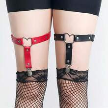 PU Leather Accessories: European And American Harajuku Punk Heart-Shaped Leg Bands, Punk Hip-Hop Leg Rings, Ankle Rings, And Garters