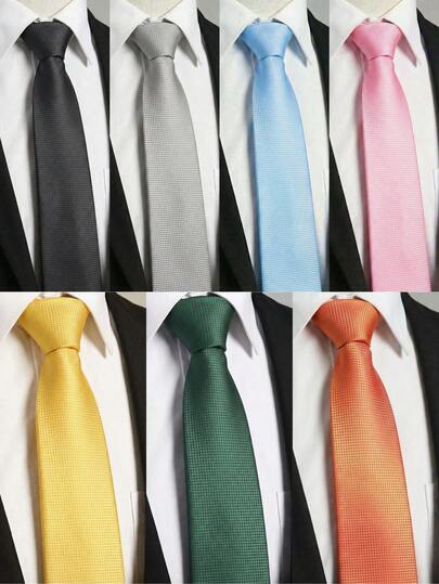 1条精美格纹纯色时尚高档领带，适合婚礼、派对、商务、节日和送礼场合。