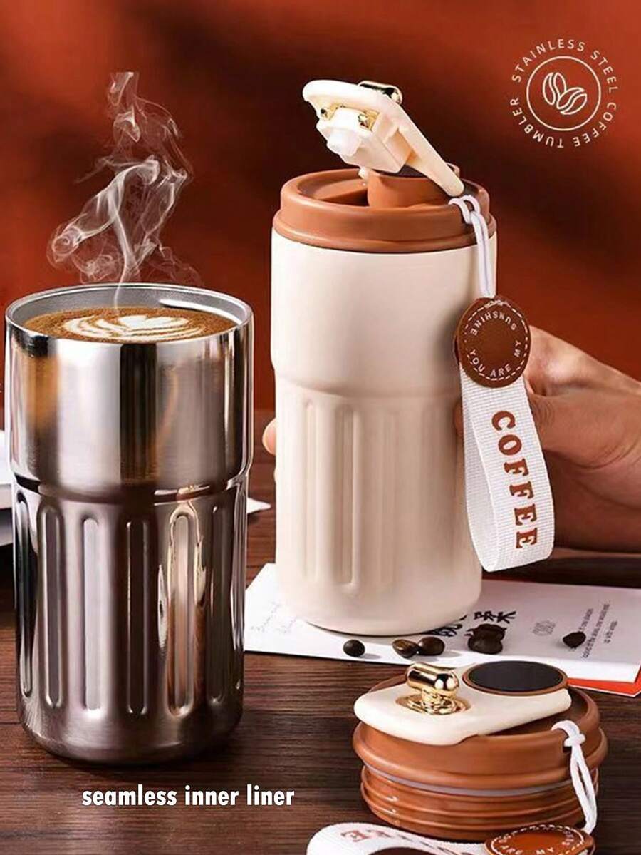 450ml Intelligent Temperature-Controlled Coffee Cup, With LED Touch Screen. Press The Cup Lid To Display The Temperature, Preventing Scalding Or Overly Cold Drinks. The Stainless Steel Is More Corrosion-Resistant And . It Is Suitable For Acidic Beverages Such As Coffee And Tea. It Supports Direct Drinking And Straw Drinking, Adaptable To Different Drinking Habits. - Multicolor - View 1