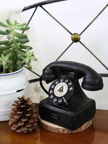 1pc Classic Retro Telephone Replica: This Retro Telephone Showcases The Elegant Aesthetics Of Communication, Transporting You Through Half A Century, Just To Speak With You. It Is Both A Nostalgic Antique Telephone Prop For Photography, As Well As A Perfect Home Decor Piece For Living Rooms, Offices, Bedrooms, Bookshelves And Desktops. It Also Makes A Unique Gift For Halloween, Christmas And Thanksgiving. - Black Retro Phone Type a - View 9