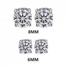 1pair Fashionable Stainless Steel Zirconia Clip On Earrings Unisex Daily Wear Party Gift Jewelry - 鋼 - 查看 7