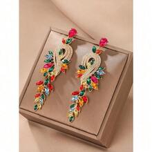 Rhinestone Decor Drop Earrings - Multicolor - View 4