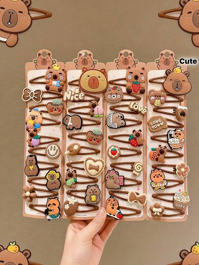 20pcs Cute Capybara Hair Clips - Colorful & Charming, Suitable For Girls