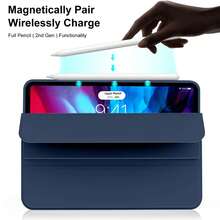 PHYLYN 1pc Soft Silicone Protective Case Compatible With IPad 5/6/7/8/9/10th/11(A16 2025)/Air4 10.9"/Air5 10.9"/Air6/Air7/Air11(M2/M3)/Air13/Pro 11"/Pro 12.9"/IPad Mini 1/2/3/4/5/6/7, Auto Wake/Sleep, Support Touch ID, Ultra-Thin Tri-Fold Stand Protective Cover With Soft TPU Back - Navy Blue - View 6