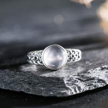 可调节复古925纯银戒指，镶嵌天然8毫米红玛瑙/绿松石/青金石/粉晶，波西米亚风珠宝，生日礼物