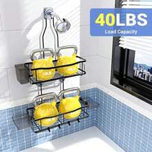 Hanging Shower Caddy Bathroom Organizer: Rustproof Shower Shelf Racks Over Shower Head - No Drilling Inside Bath Shower Rack Shelves Over Showerhead For Shampoo With Soap Holder - Black - View 4