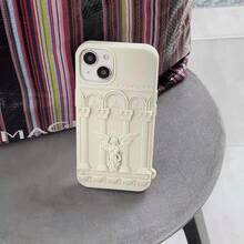 1pc Cute 3D Sculpture Angel Soft Silicone Phone Case Compatible With Apple 11/12 Pro Max/13/14/15 Pro Max, Embossed Praying Angel, Niche Fashion Creative, Soft Silicone Protective Cover Compatible With IPhone 14 Pro, Anti-Drop 13 Series - Multicolor - View 3