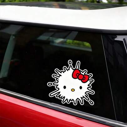 Sanrio 1 件装 Hellokitty 创意装饰车身贴纸，卡通防刮贴，防水电动汽车车贴