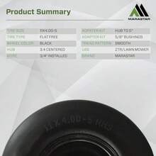 CYPNMARASTAR 00232 - Montaje de neumático y rueda de ajuste universal de 11 x 4.00-5 neumáticos de repuesto para cortacésped de giro cero banda de rodadura suave kit adaptador incluidoFashion - 227160929 - Ver 7