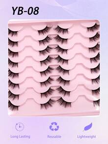ENCHUW 16 Pairs Half Eye False Eyelashes,Natural Fluffy Lashes,Cat Eye Lashes End Eye Elongated Lashes For Daily Wear - Black - View 5