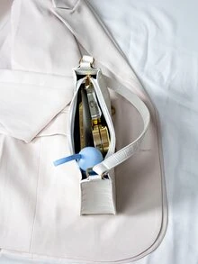 Fashionable Versatile Minimalist Underarm Baguette Bag - White - View 6