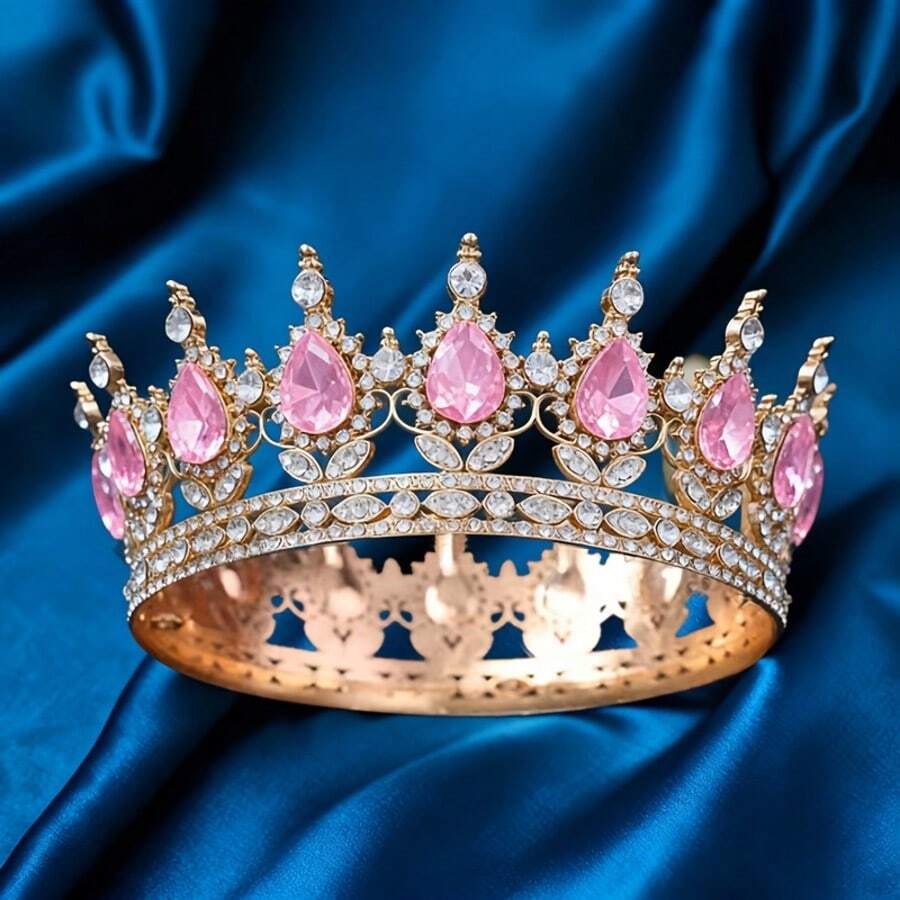 Această coroană luxoasă de prințesă este împodobită cu pietre strălucitoare, fiind alegerea perfectă pentru mirese. Designul este rafinat, strălucitor și elegant. Această coroană rotundă este un accesoriu de păr sofisticat pentru doamne, foarte potrivit pentru ocazii speciale. - Multicolor - Vizualizare 1