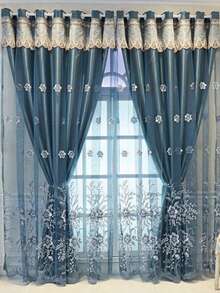 1pc Luxury Embroidered Blackout Curtain, Double-Layer Sheer Fabric, Thermal Insulation & UV Protection, Thick & Draping, Suitable For Bedroom, Living Room, Dining Room, Strong 3D Effect And Easy Maintenance, Displaying A Romantic And Luxurious Home Atmosphere - Multicolor - View 5