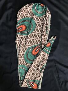 色彩缤纷的穆斯林头巾，柔软的伊斯兰女帽，即戴即用，休闲日常头巾，女士头巾，发带，交叉系带 - 綠色花紋 - 查看 5