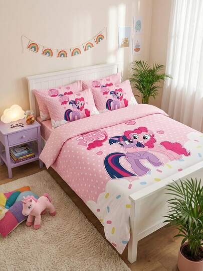  2/3pcs My Little Pony Bedding Set, Cute Cartoon Pattern, Comfortable Breathable Bedding, Soft & Pilling Resistant, Home Textile, Room Decor, 1pc Duvet Cover & 1/2pcs Pillowcase, Without Filler, Fit Twin/Full/Queen/King Size Bed, Suitable For All Seasons, Multiple Sizes Available, Machine Washable, Adorable Gift