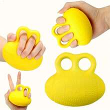 1pc High Elasticity Polyurethane Grip Ball, Suitable For Stress Relief, Rehabilitation Training And Finger Exercises - Elliptical Design, To Enhance Hand Strength - Yellow - View 3