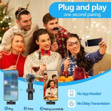 Wireless Lavalier Microphone, Compatible With IPhone And TypeC Interface, Mini Lavalier Microphone, 2.4G Ultra-Low Latency Noise Reduction Chip, 2.4G/3G/4G/5G Connection, Suitable For Live Streaming, Interviews, Song Recording, Video Podcasts And Content Creators, 50mAh Rechargeable Battery - Black - View 4