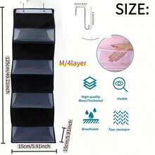 1pc Over-The-Door Snack & Cosmetic Organizer Rack, Large Capacity Mesh Storage Rack With Transparent Pockets, Suitable For Kitchen, Bathroom, Closet, Bedroom, Dorm, Diaper & Toy Storage - Black - View 2