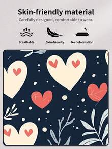 男士平角内裤 1 件装 - 心形叶子印花浪漫内衣，情人节礼物及舒适日常穿着，浪漫心形印花内裤，爱心主题印花内裤，送给他的完美情人节礼物及日常穿着 - 黑色 - 查看 5