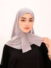 1pc Hijab Cap For Women, Middle Eastern/Arabic/Dubai/Turkish Muslim, Solid Color Classic Minimalist Fashion Casual Elegant Modest, Soft Modal Silk Blend Fabric, Comfortable Long Brim 2-In-1 Hijab Turban, Suitable For Daily Life, Festivals, Gatherings, Worship