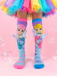 1双女童过膝袜 - 卡通美人鱼公主，3D翅膀和星星图案，趣味十足，适合全年穿着。完美适用于儿童派对、角色扮演活动、户外活动、度假、居家休闲、日常穿搭以及节日送礼。 - 淺粉色 - 查看 11