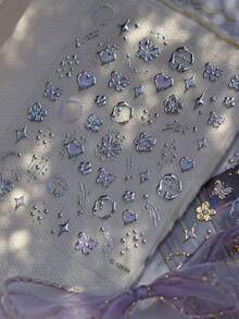 2 Pieces Of Valentine's Day Embossed Nail Art Stickers Y2K Retro European Hot Stamping And Hot Silver Masonry Enamel Butterfly And Flower Shooting Star Love Art Pattern Y2K Nail Art Decoration Stickers Suitable For Nails/Mobile Phone Cases/Book Packaging Girly Heart Nail Art Design Holiday Gift DIY Handmade Decoration Stickers - Multicolor - View 6