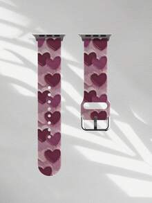 1 pieza Correa de reloj de silicona de color burdeos con diseño de corazón, suave, elástica, transpirable y cómoda, compatible con relojes inteligentes , Honor de 38mm, 40mm, 41mm, 45mm, 44mm, 42mm, 46mm, 49mm, y con Ultra SE/11/10/9/8/7/6/5/4/3/2/1, de estilo casual y de múltiples colores - Multicolor - Ver 1