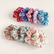 Satin Printed Scrunchie Small Heart Ponytail Hair Tie 2026 New Model - Trái tim đỏ thẫm - Xem 2