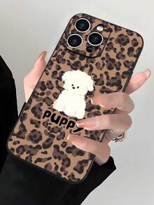 Leopard Print Phone Case With Cute Puppy Design For Phone,  Animal Pattern Soft TPU Cover All-Over Print Mixed Color Phone Case For 17 PRO MAX/17 AIR/15 ProMax/16 PROMAX/Galaxy S22/S23/S24/S23 Plus/S24 Ultra/S25/A15/A33/A23, Halloween Design, 2D Flat Style, Vintage Collage, Floral Fashion, Cool Cute Aesthetic, UV Printing, Trendsetter For Fashion Enthusiasts - Pha màu 1 - Xem 5