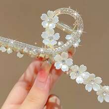 Women Large Metal Frame Sparkling Rhinestone Hair Claw Clips For Long Short Straight Curly Hair - 銀色 - 查看 4