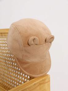 TUTUYA Baby Velvet Ear Baseball Cap, Toddler Brimmed Hat, All Season Children Outdoor Sun Hat, Solid Color Simple Versatile Soft Brim Cap - Brown - View 4